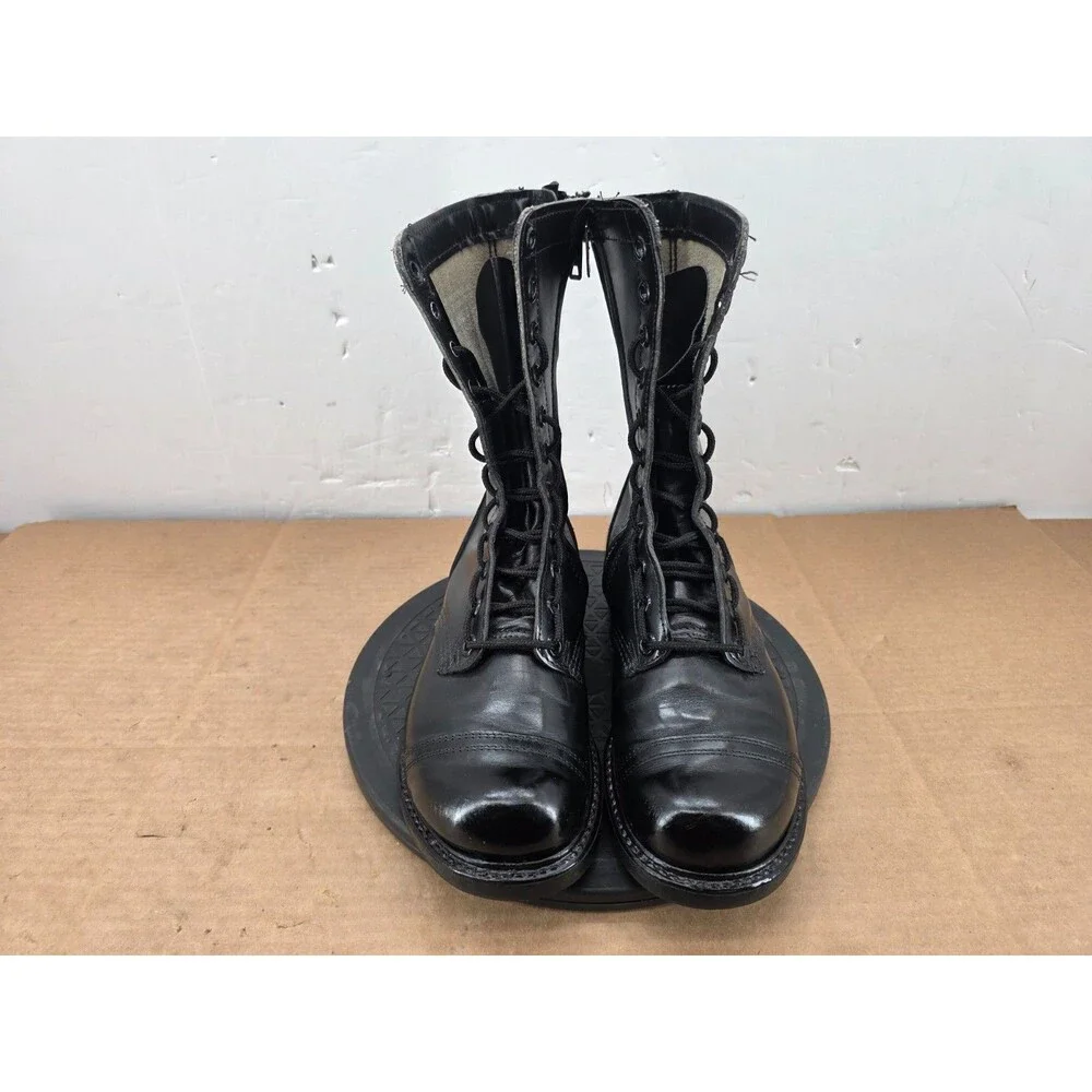 Vintage USA Carolina Men  Black Leather Military Paratrooper Jump Boots sz 8
